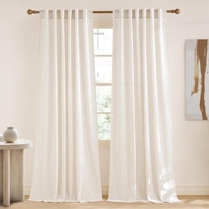 NICETOWN Rod Pocket & Back Tab Thick Flax Semi Sheer Linen Curtains, Privacy with Light Filtering Panels for Home Decor, Angora, W55 x L95, 2 Panels(Vannila)