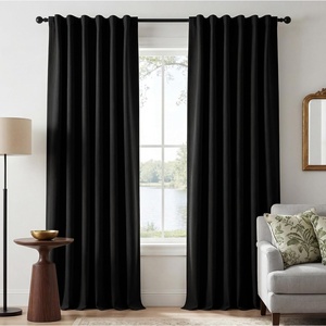 NICETOWN Scratch-Proof 100% Blackout Beige 108 inch Curtains, High-Density Linen Blend Window Treatments Rod Pocket & Back Tab Thermal Drapes for Living Room, W52 x L108, 2 Panels(Black)