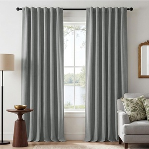 NICETOWN Scratch-Proof 100% Blackout Beige 108 inch Curtains, High-Density Linen Blend Window Treatments Rod Pocket & Back Tab Thermal Drapes for Living Room, W52 x L108, 2 Panels(Grey)
