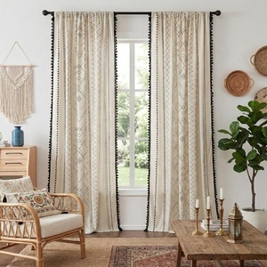 NICETOWN Sheer Window Curtains Linen Textured 84 inches Length for Home Decor, Grommet Geometry Pattern Privacy & Light Balance Flax Sheer Drapes for Living Room, W50 x L84, 2 Panels, Navy(Black)