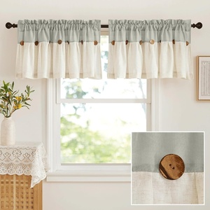 NICETOWN Thick Linen Valances for Kithcen/Living Room, Farmhouse Style Kitchen Window Tiers Shades Linen Textured Rod Pocket Curtains Topper, 2 Panels, 55″ Wide x 18″ Long, Taupe(Grey)