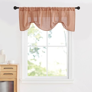 NICETOWN Thick Linen Valances for Kithcen/Living Room, Farmhouse Style Kitchen Window Tiers Shades Linen Textured Rod Pocket Curtains Topper, 2 Panels, 55″ Wide x 18″ Long, Taupe(Terracotta)