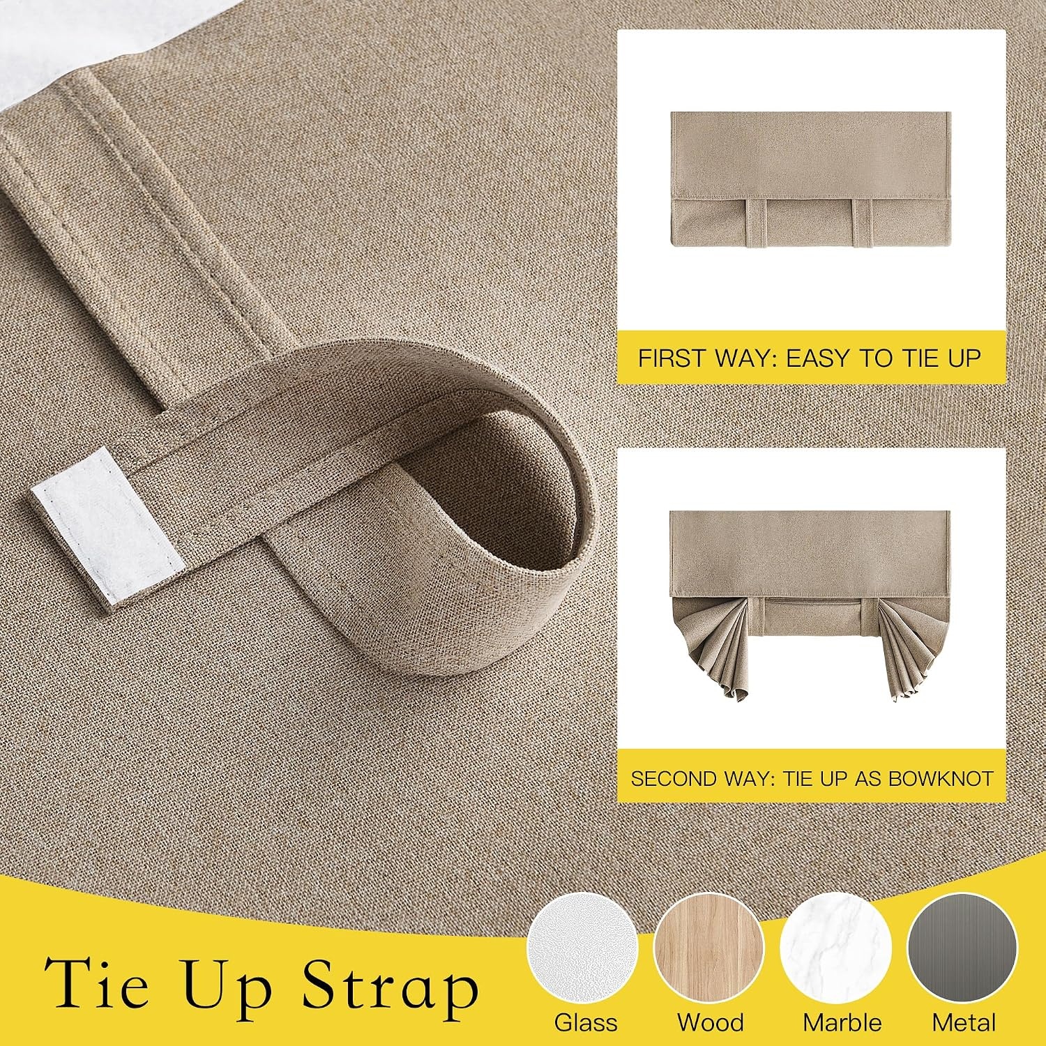 image:imageNICETOWN 100 Linen Blackout Door Curtain 26 W x 69 L Bundle with Self Adhesive Blackout Door Curtain 26 W x 72 L Taupe