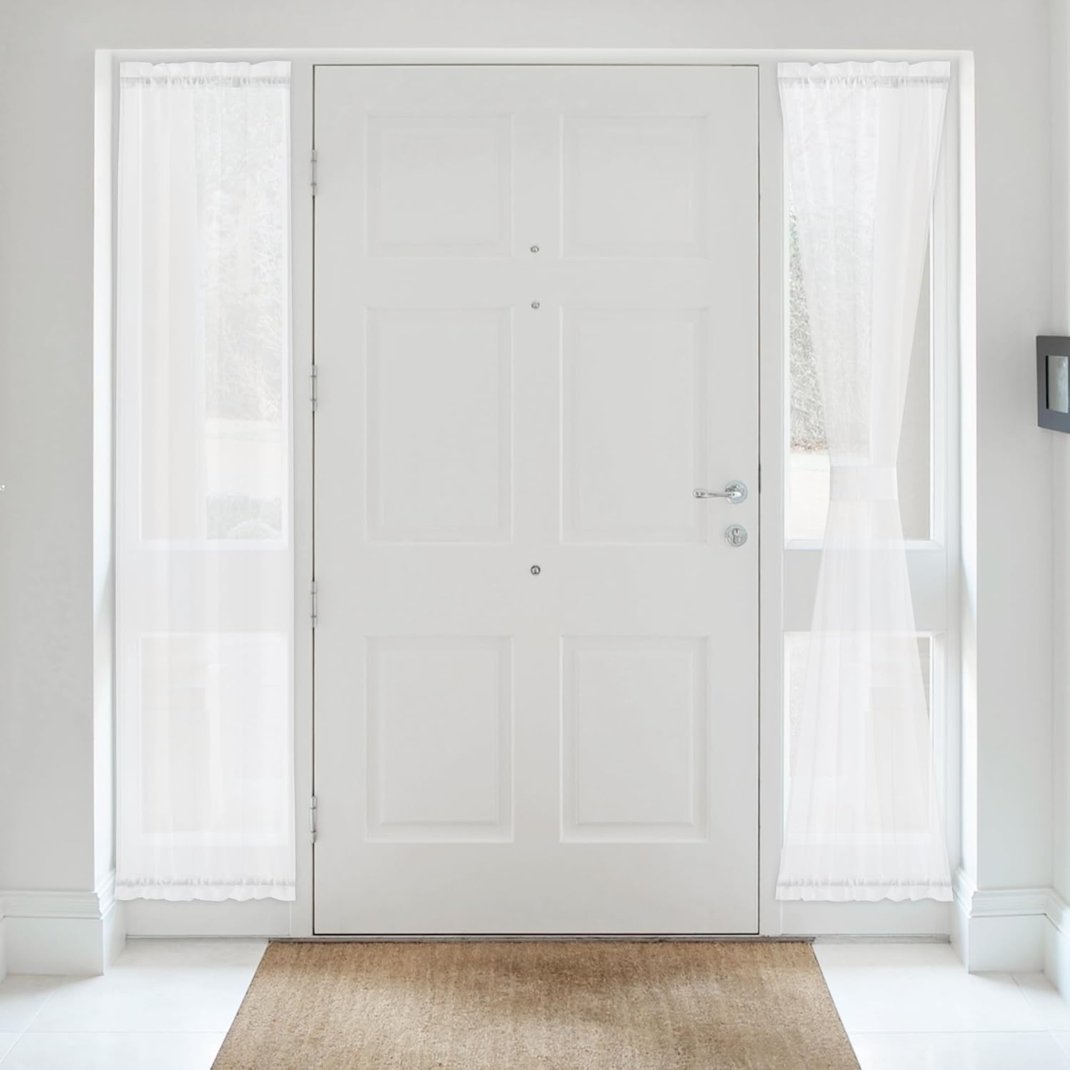 image:imageNICETOWN 2 Panels Semi Transparent White Curtains for Kitchen BathroomWhite