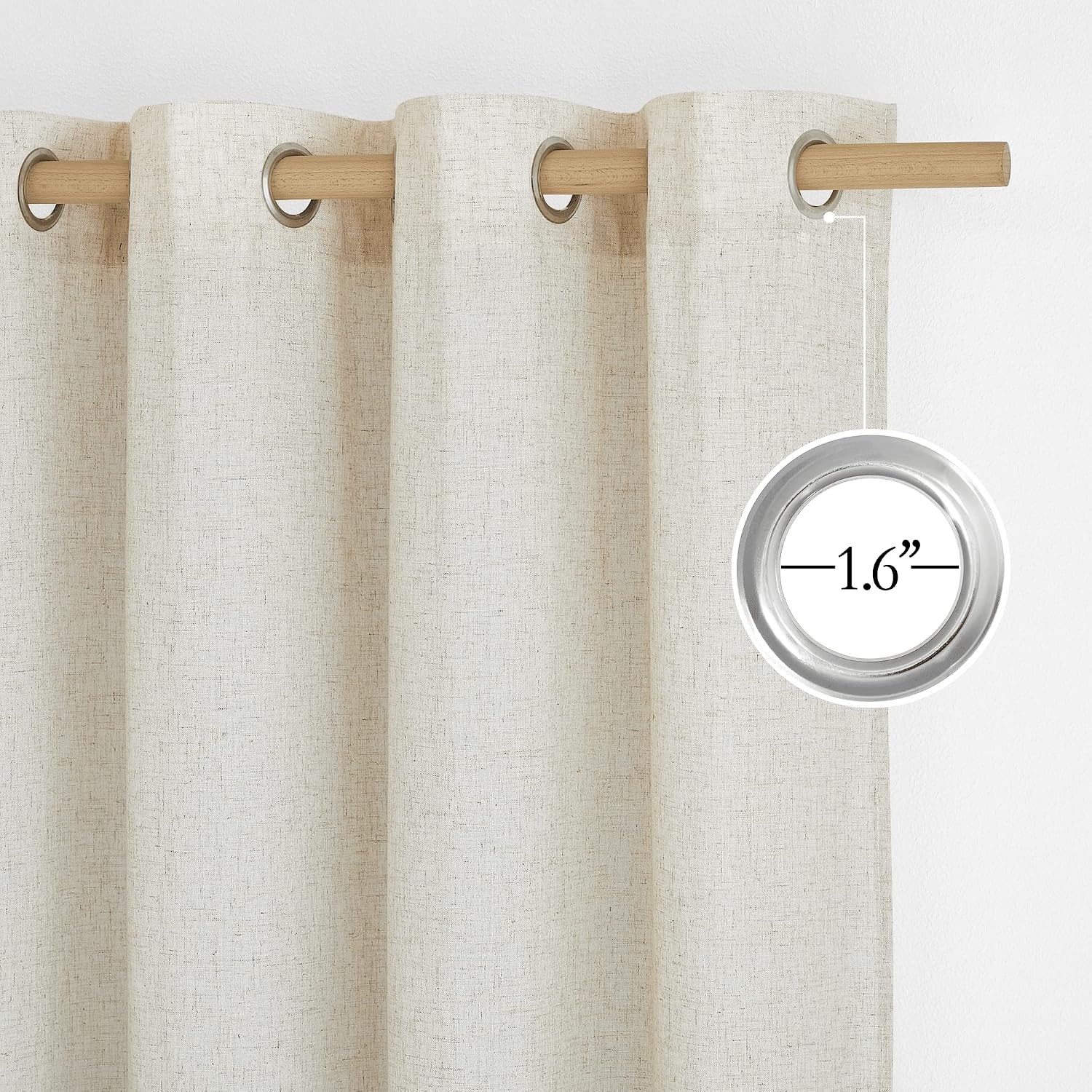 image:imageNICETOWN 2 Panles 55 x 63 Grommet Linen Curtains with 2 Panels 55 x 30 Rod Pocket amp Back Tab Linen Valances for Living Room Bedroom Natural
