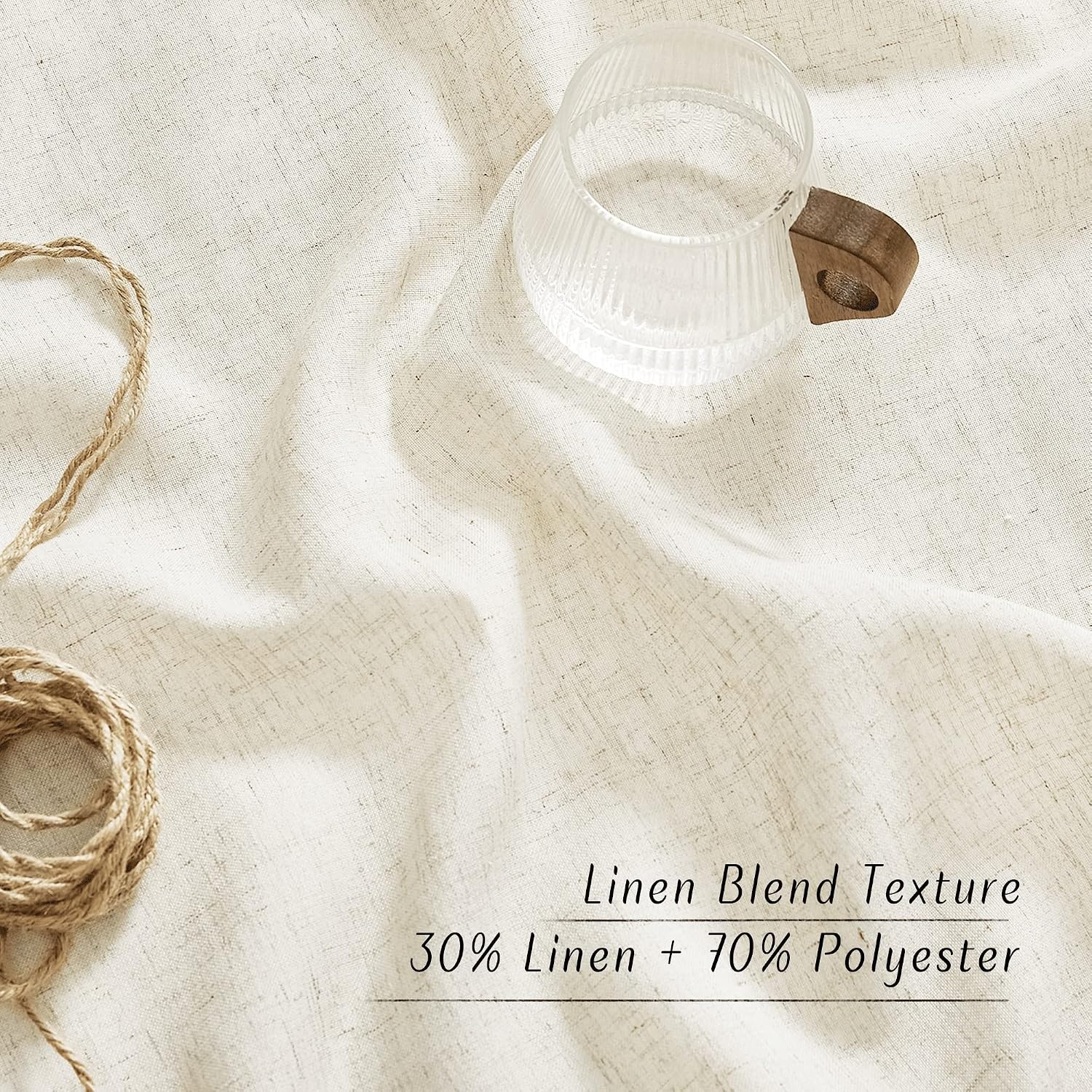 image:imageNICETOWN 2 Panles 55 x 63 Grommet Linen Curtains with 2 Panels 55 x 30 Rod Pocket amp Back Tab Linen Valances for Living Room Bedroom Natural
