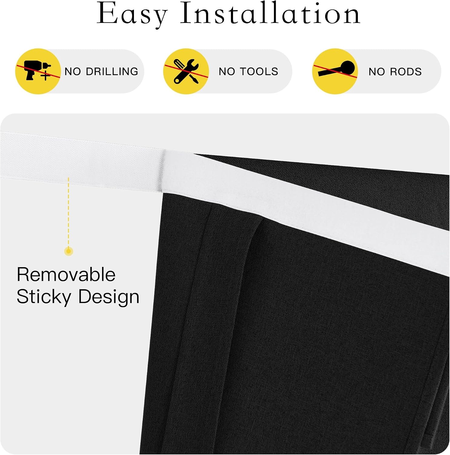 image:imageNICETOWN Black 100 Blackout French Linen Door Curtains for WindowBlack