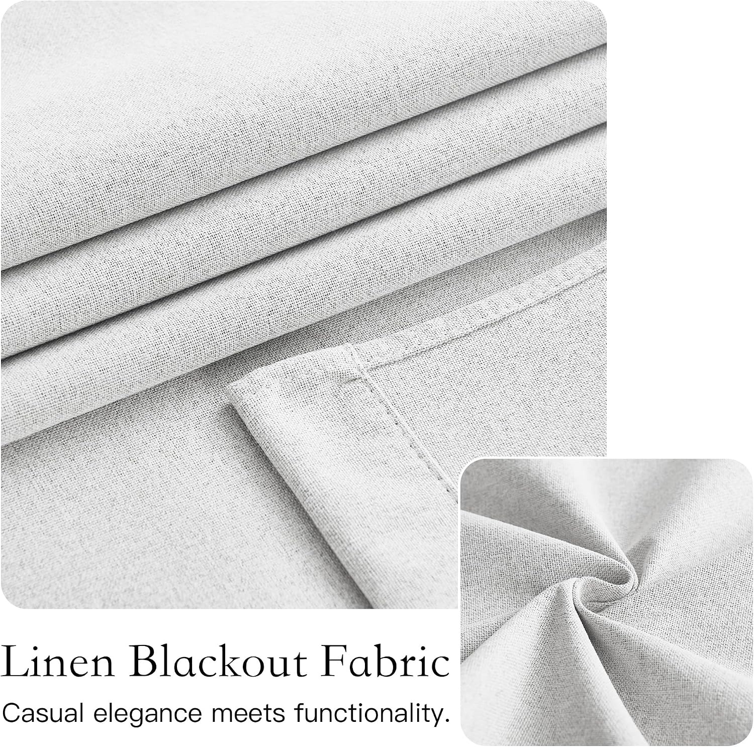 image:imageNICETOWN Black 100 Blackout French Linen Door Curtains for WindowLight Grey