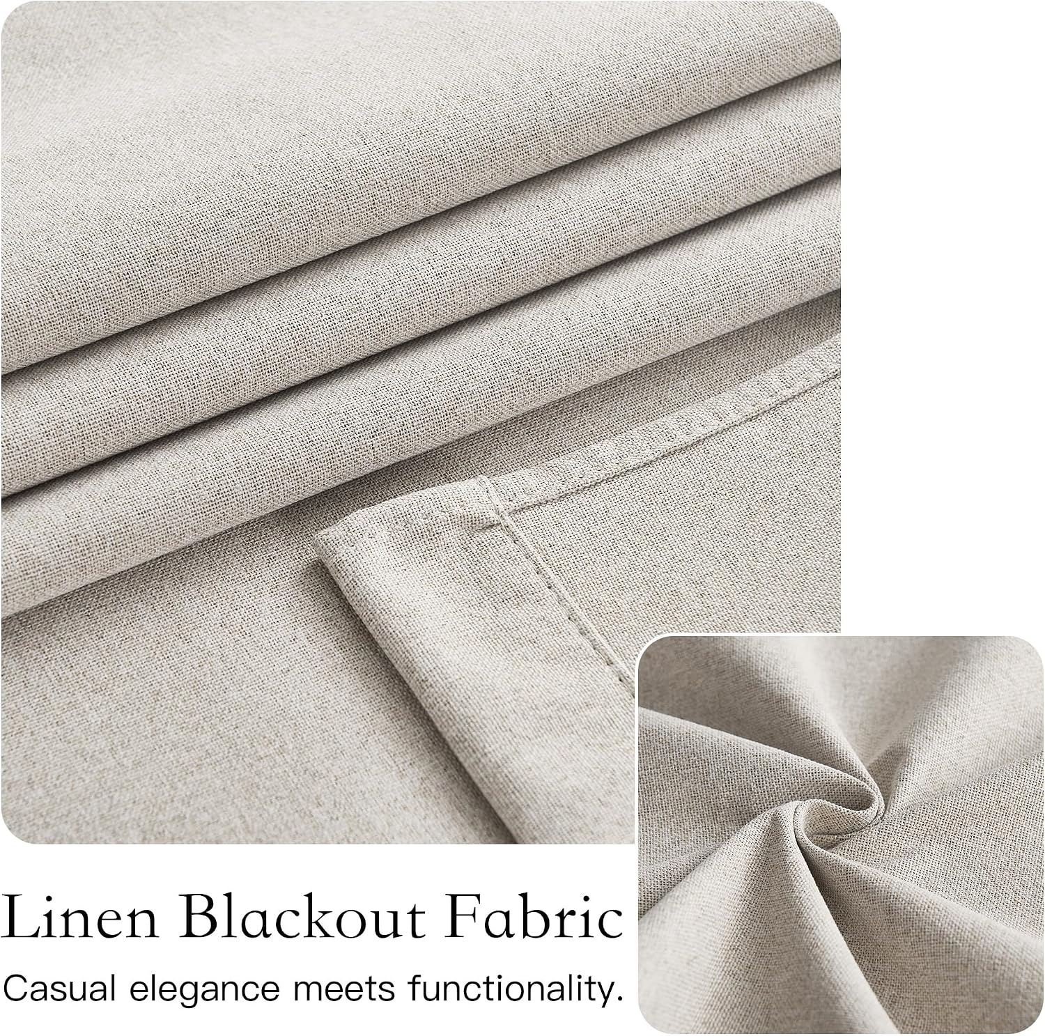 image:imageNICETOWN Black 100 Blackout French Linen Door Curtains for WindowSilver Grey