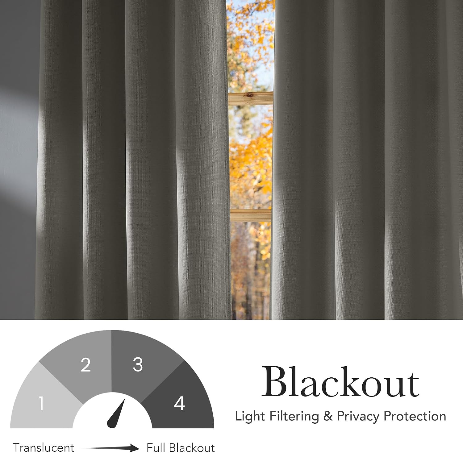 image:imageNICETOWN Faux Linen Natural Blackout Curtains 84 inches Long