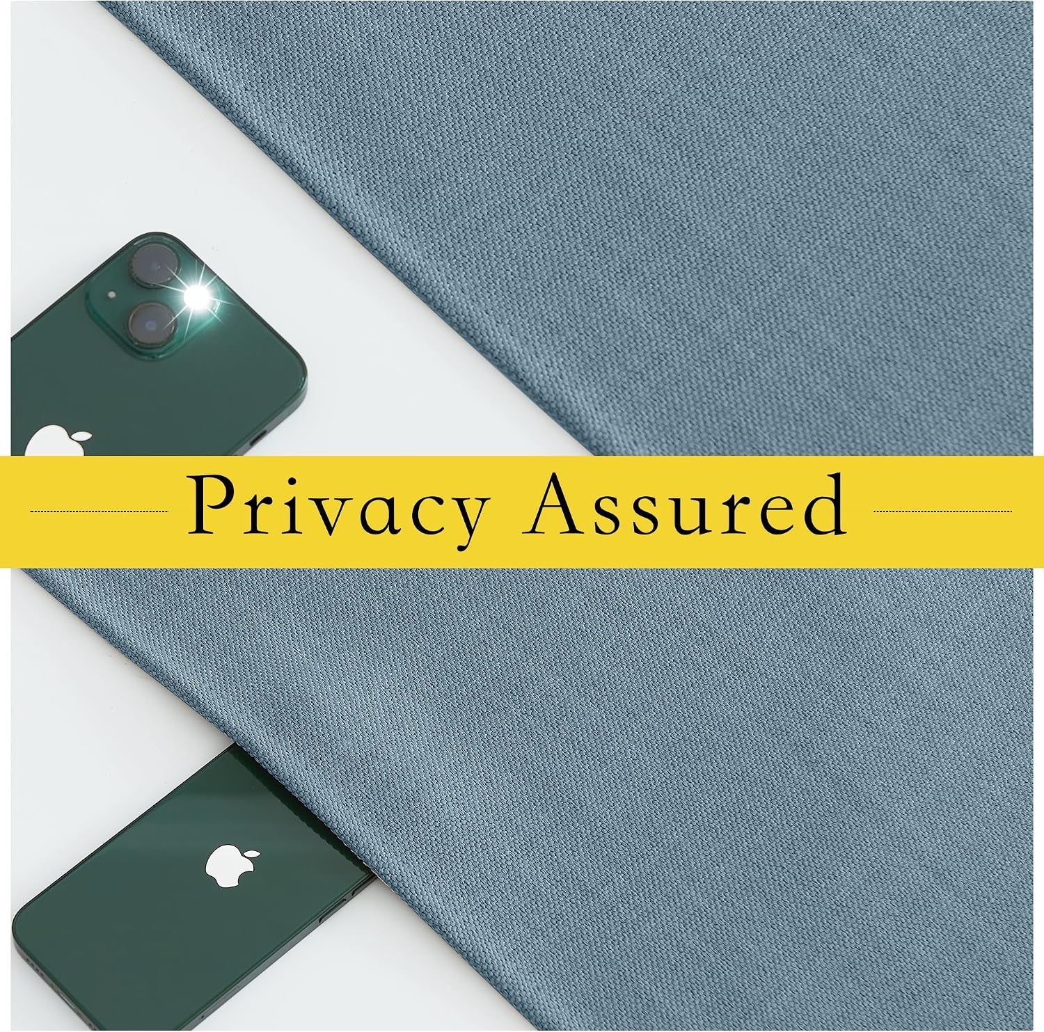 image:imageNICETOWN French Door Curtains for Window Room Darkening Privacy Thermal Insulated Curtains for Kitchen Farmhouse Linen Door Shade for Office Tie Up Shades 26 X 72 Inches Angora 1 PanelMist Blue