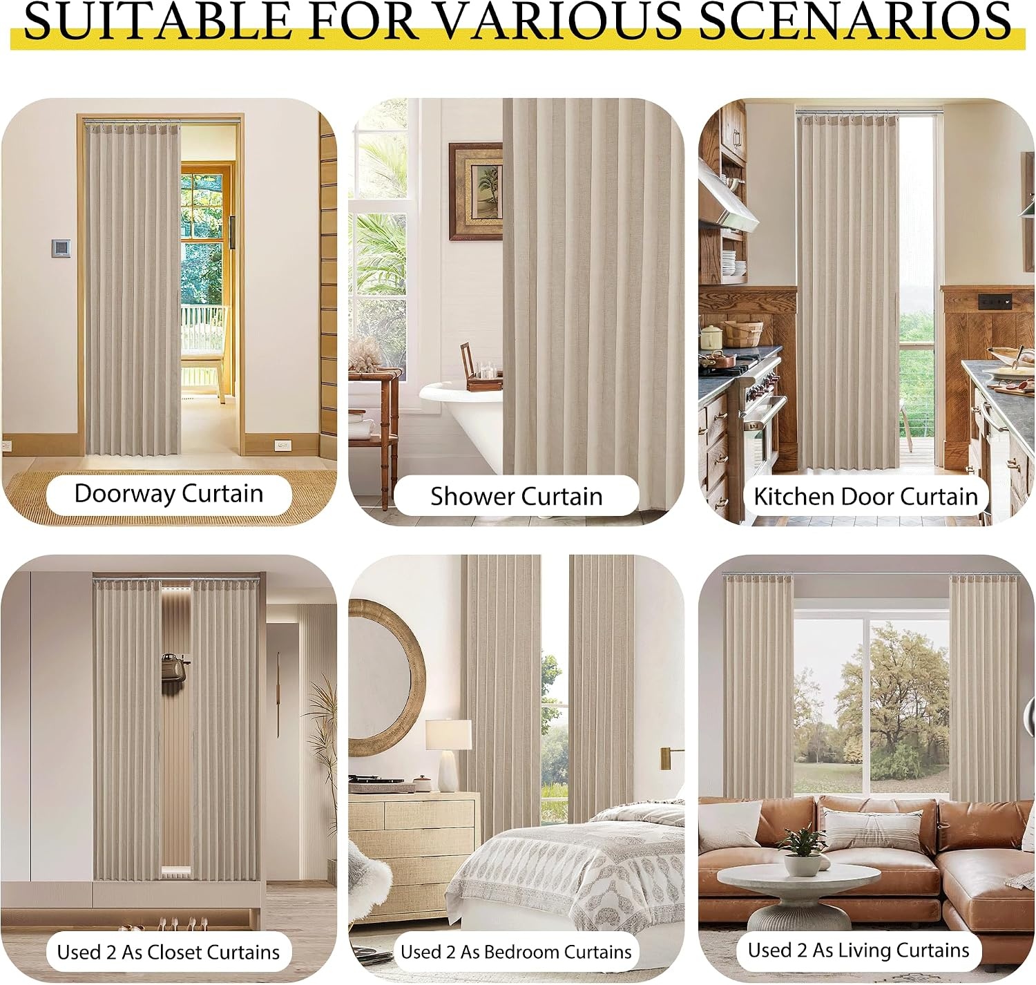 image:imageNICETOWN Linen Curtains for Bedroom Living Room Sheer Door Curtains amp Drapes 80 inches Length for Doorway Farmhouse Country Accordion Style Curtain for Sliding Glass Door 38 Wide Angora 1 PanelTaupe