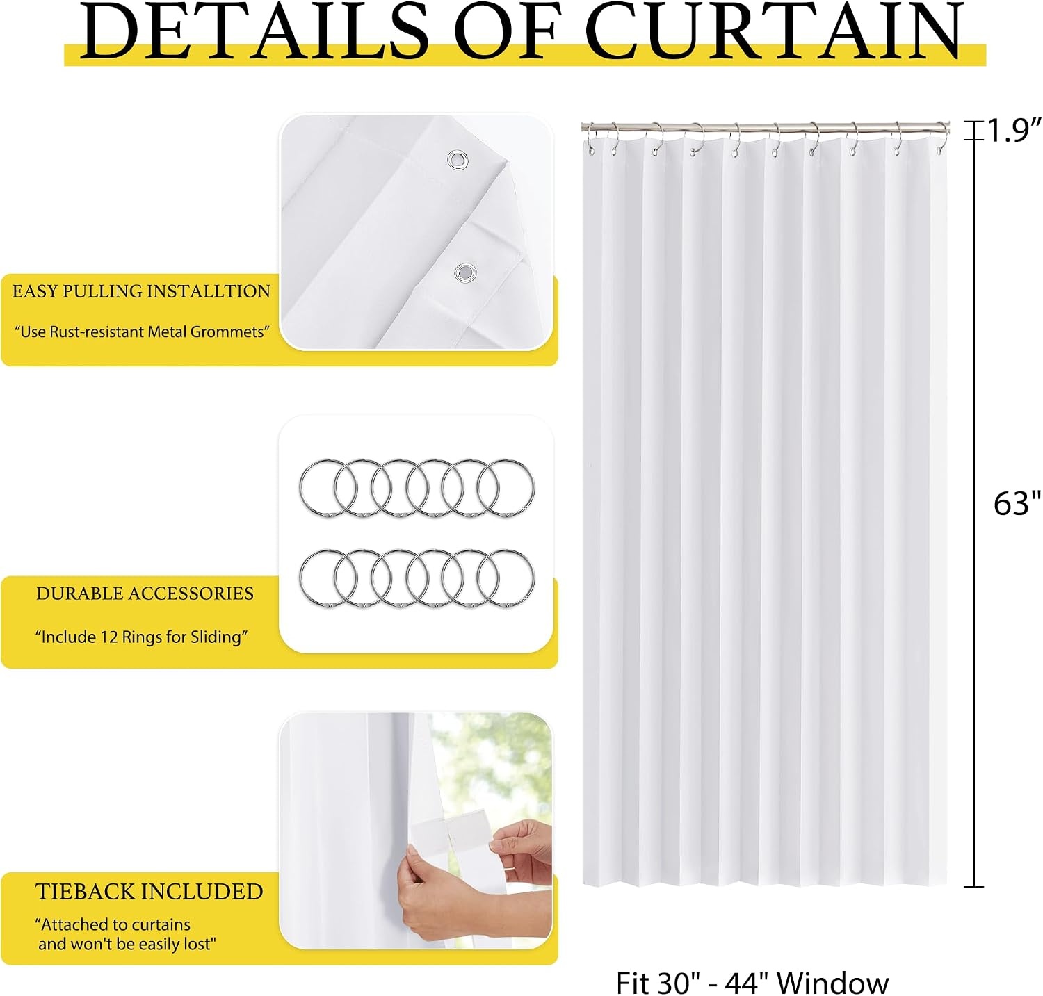 image:imageNICETOWN Linen Curtains for Bedroom Living Room Sheer Door Curtains amp Drapes 80 inches Length for Doorway Farmhouse Country Accordion Style Curtain for Sliding Glass Door 38 Wide Angora 1 PanelPure White
