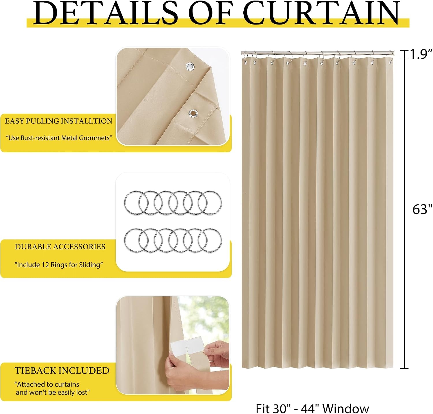 image:imageNICETOWN Linen Curtains for Bedroom Living Room Sheer Door Curtains amp Drapes 80 inches Length for Doorway Farmhouse Country Accordion Style Curtain for Sliding Glass Door 38 Wide Angora 1 PanelBiscotti Beige