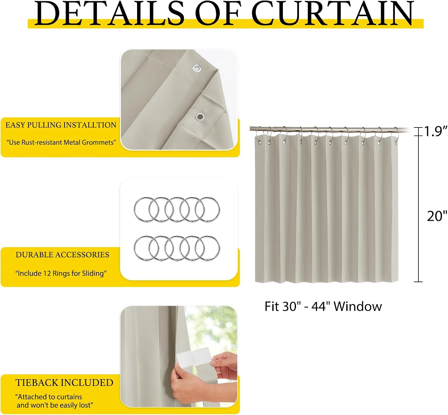 image:imageNICETOWN Linen Curtains for Bedroom Living Room Sheer Door Curtains amp Drapes 80 inches Length for Doorway Farmhouse Country Accordion Style Curtain for Sliding Glass Door 38 Wide Angora 1 PanelNatural