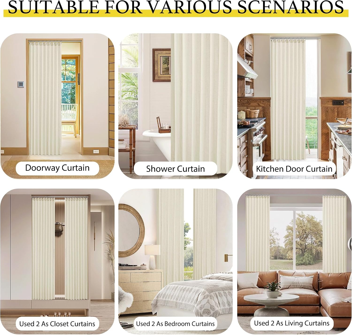 image:imageNICETOWN Linen Curtains for Bedroom Living Room Sheer Door Curtains amp Drapes 80 inches Length for Doorway Farmhouse Country Accordion Style Curtain for Sliding Glass Door 38 Wide Angora 1 PanelGreyish White