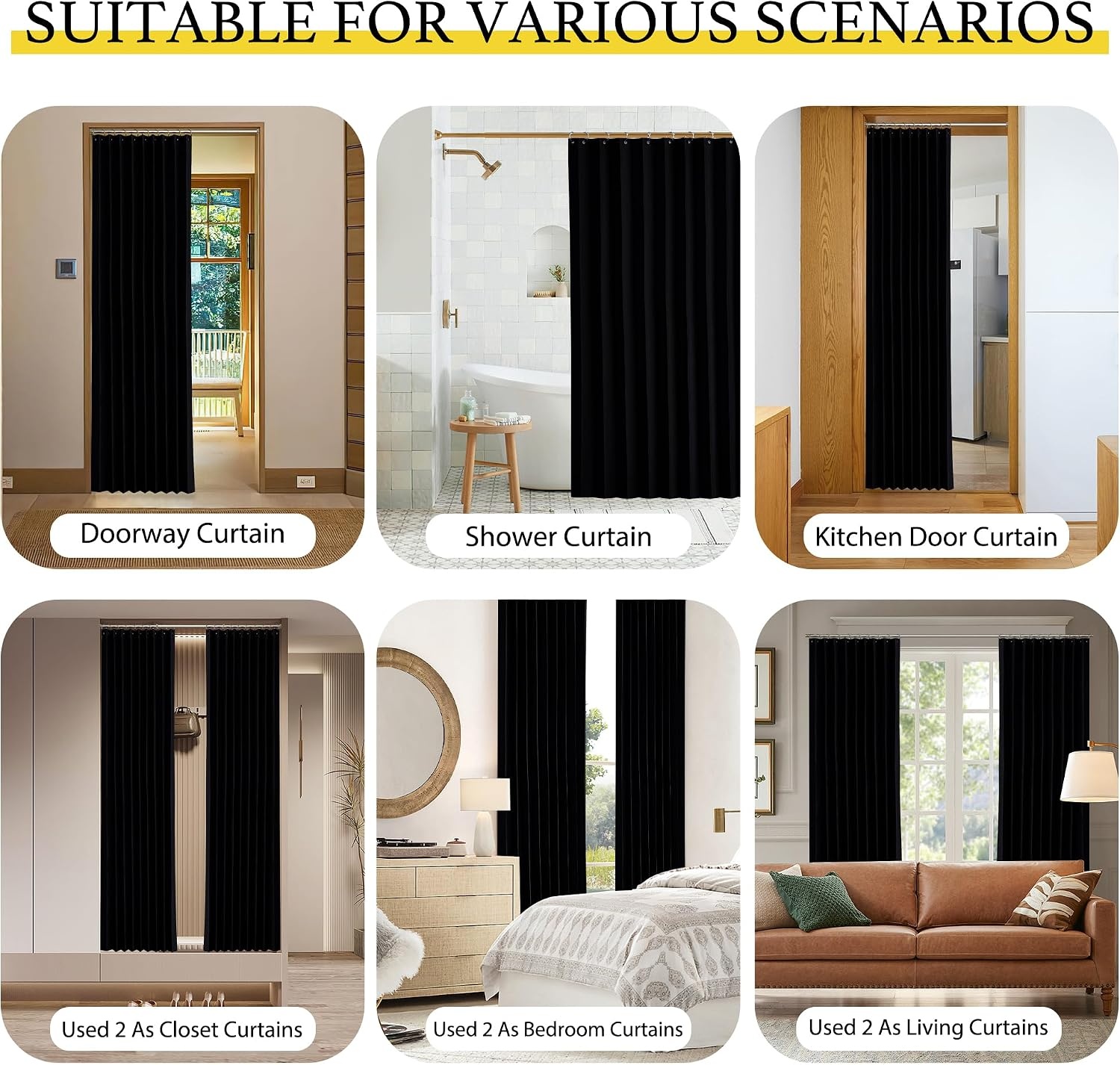 image:imageNICETOWN Linen Curtains for Bedroom Living Room Sheer Door Curtains amp Drapes 80 inches Length for Doorway Farmhouse Country Accordion Style Curtain for Sliding Glass Door 38 Wide Angora 1 PanelBlack