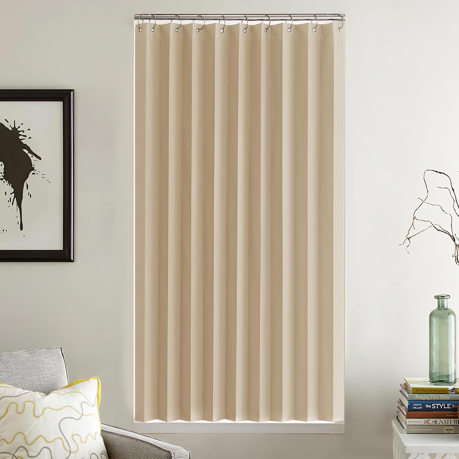image:imageNICETOWN Linen Curtains for Bedroom Living Room Sheer Door Curtains amp Drapes 80 inches Length for Doorway Farmhouse Country Accordion Style Curtain for Sliding Glass Door 38 Wide Angora 1 PanelBiscotti Beige