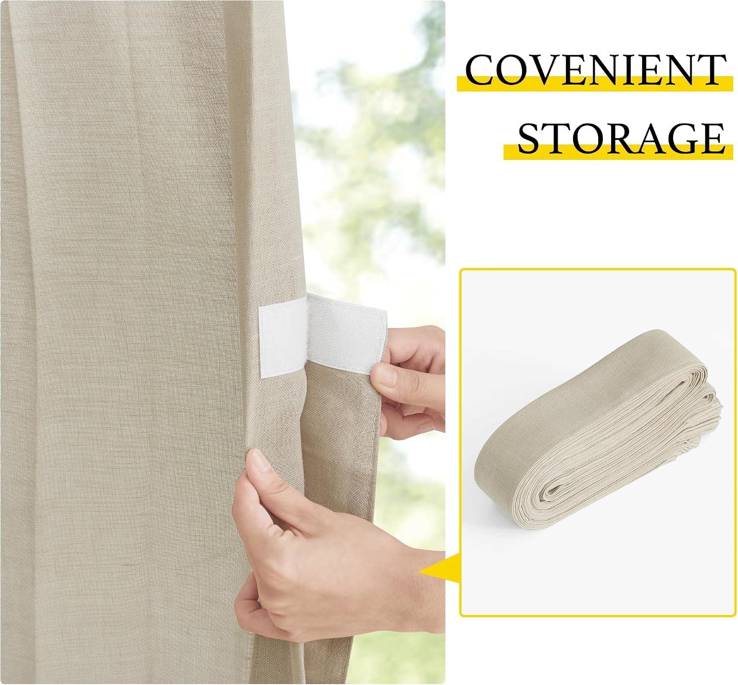 image:imageNICETOWN Linen Curtains for Bedroom Living Room Sheer Door Curtains amp Drapes 80 inches Length for Doorway Farmhouse Country Accordion Style Curtain for Sliding Glass Door 38 Wide Angora 1 PanelAngora
