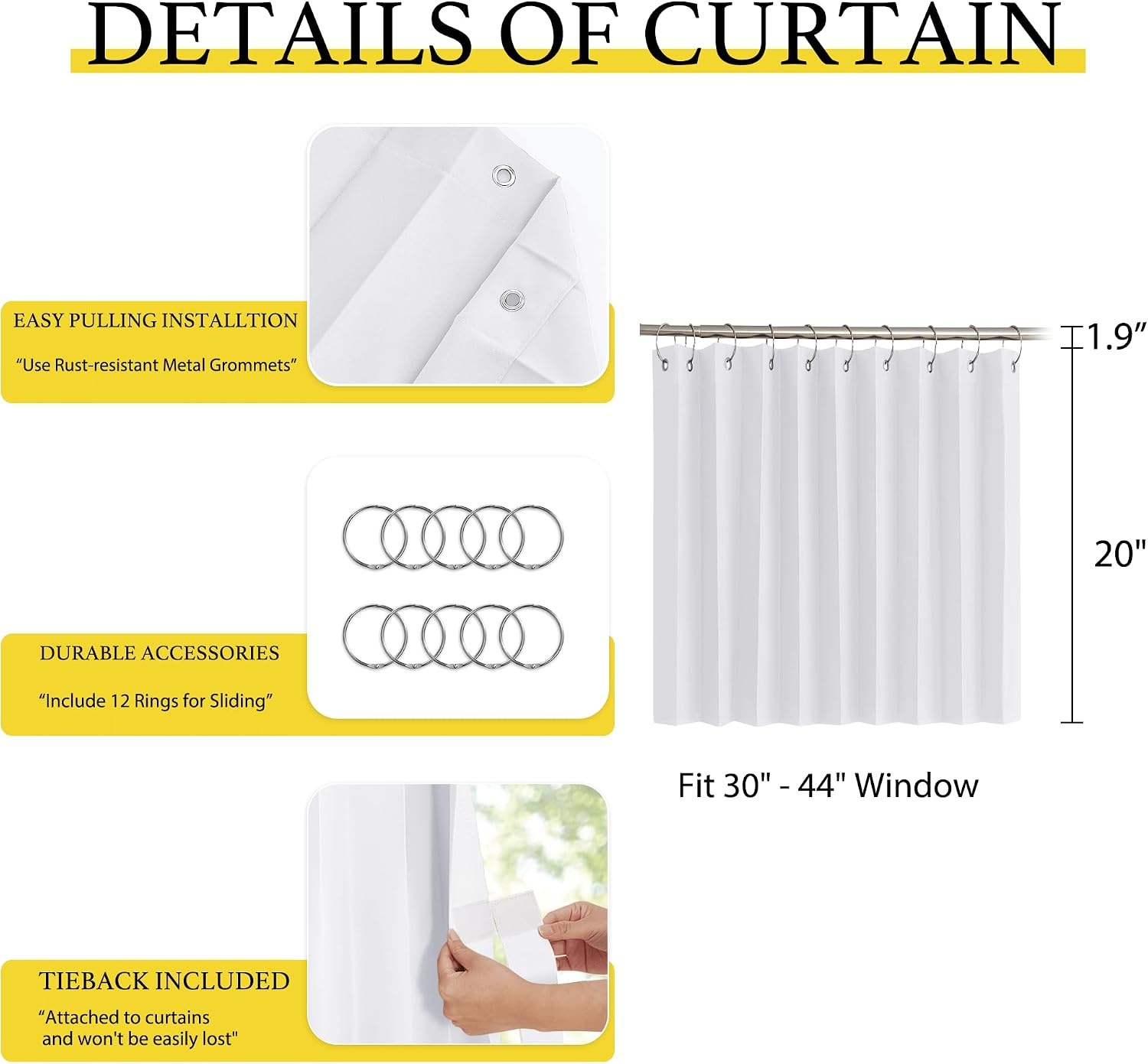 image:imageNICETOWN Linen Curtains for Bedroom Living Room Sheer Door Curtains amp Drapes 80 inches Length for Doorway Farmhouse Country Accordion Style Curtain for Sliding Glass Door 38 Wide Angora 1 PanelPure White