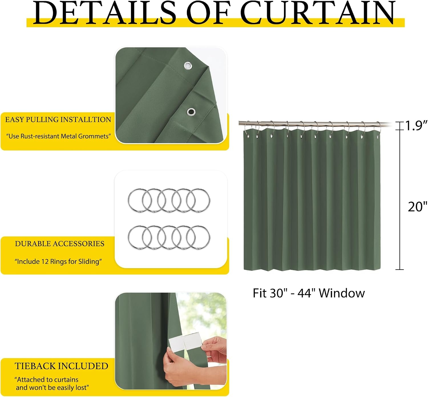 image:imageNICETOWN Linen Curtains for Bedroom Living Room Sheer Door Curtains amp Drapes 80 inches Length for Doorway Farmhouse Country Accordion Style Curtain for Sliding Glass Door 38 Wide Angora 1 PanelDark Mallard
