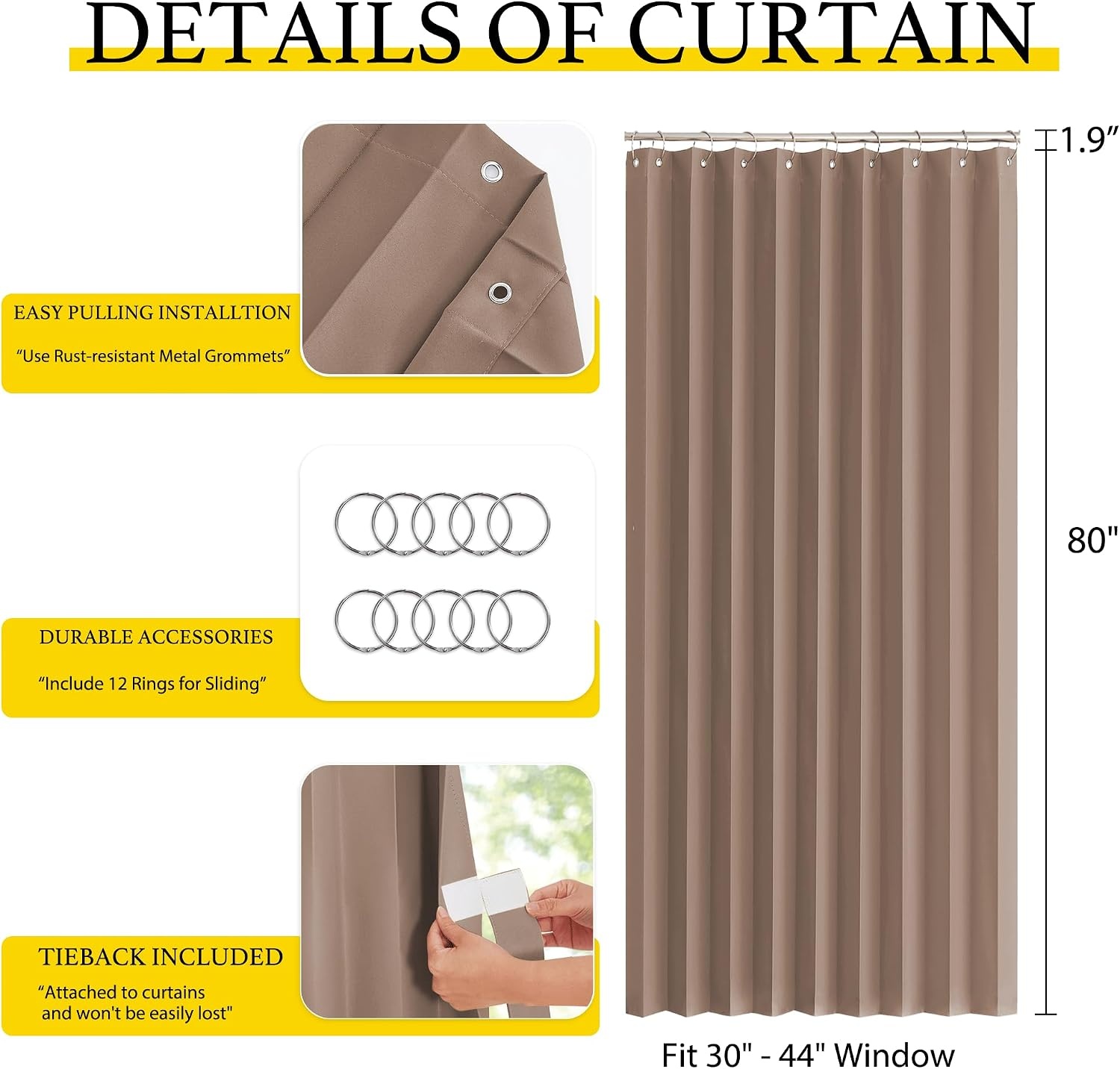 image:imageNICETOWN Linen Curtains for Bedroom Living Room Sheer Door Curtains amp Drapes 80 inches Length for Doorway Farmhouse Country Accordion Style Curtain for Sliding Glass Door 38 Wide Angora 1 PanelCappuccino