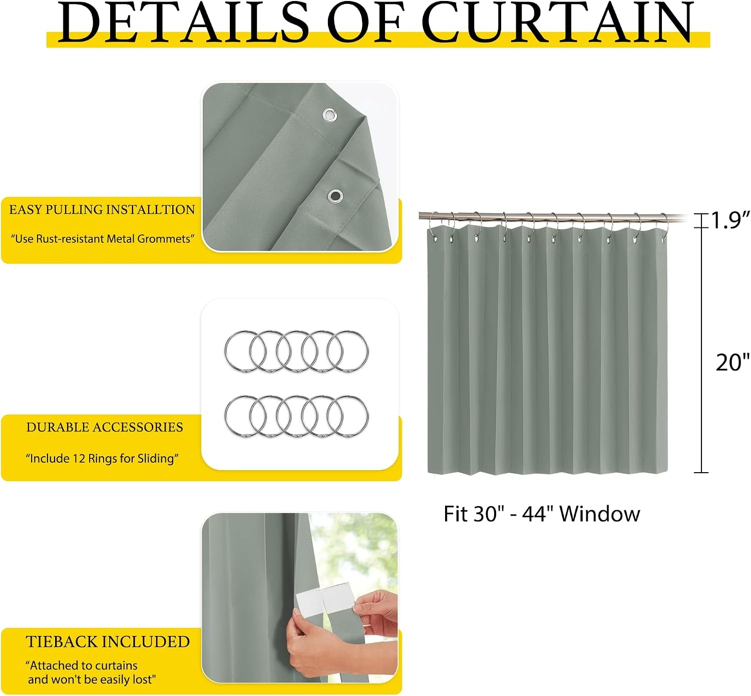 image:imageNICETOWN Linen Curtains for Bedroom Living Room Sheer Door Curtains amp Drapes 80 inches Length for Doorway Farmhouse Country Accordion Style Curtain for Sliding Glass Door 38 Wide Angora 1 PanelSage Green
