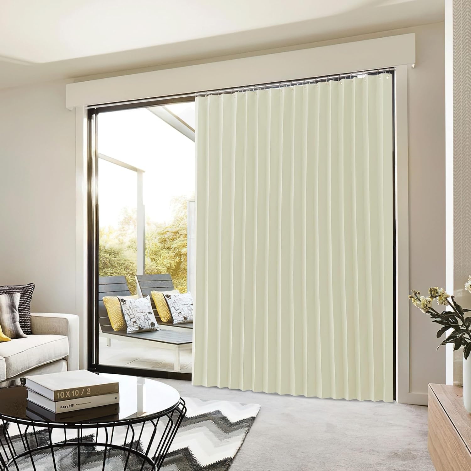 image:imageNICETOWN Linen Curtains for Bedroom Living Room Sheer Door Curtains amp Drapes 80 inches Length for Doorway Farmhouse Country Accordion Style Curtain for Sliding Glass Door 38 Wide Angora 1 PanelLight Beige