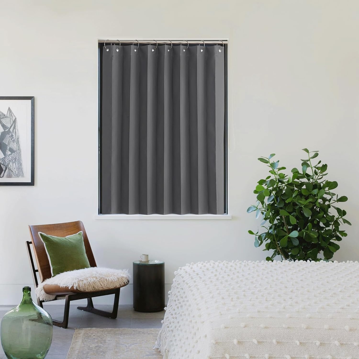 image:imageNICETOWN Linen Curtains for Bedroom Living Room Sheer Door Curtains amp Drapes 80 inches Length for Doorway Farmhouse Country Accordion Style Curtain for Sliding Glass Door 38 Wide Angora 1 PanelGrey