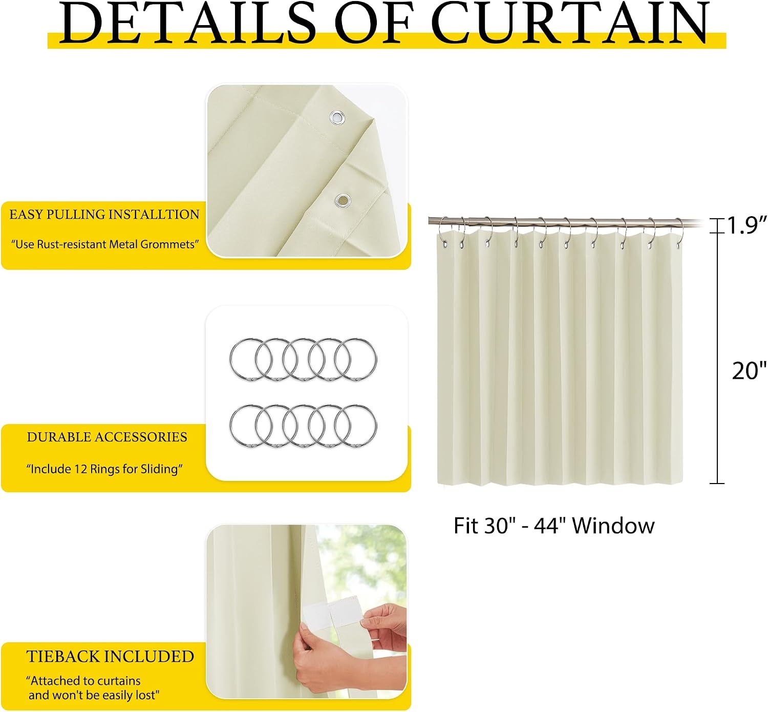 image:imageNICETOWN Linen Curtains for Bedroom Living Room Sheer Door Curtains amp Drapes 80 inches Length for Doorway Farmhouse Country Accordion Style Curtain for Sliding Glass Door 38 Wide Angora 1 PanelLight Beige