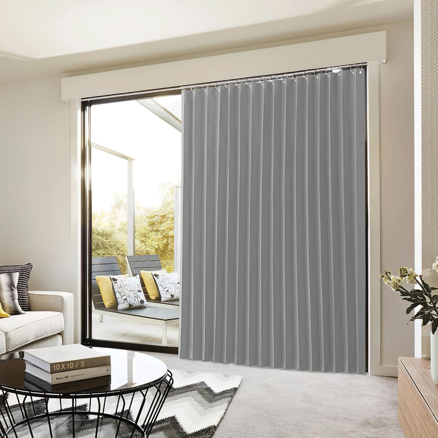 image:imageNICETOWN Linen Curtains for Bedroom Living Room Sheer Door Curtains amp Drapes 80 inches Length for Doorway Farmhouse Country Accordion Style Curtain for Sliding Glass Door 38 Wide Angora 1 PanelSilver Grey