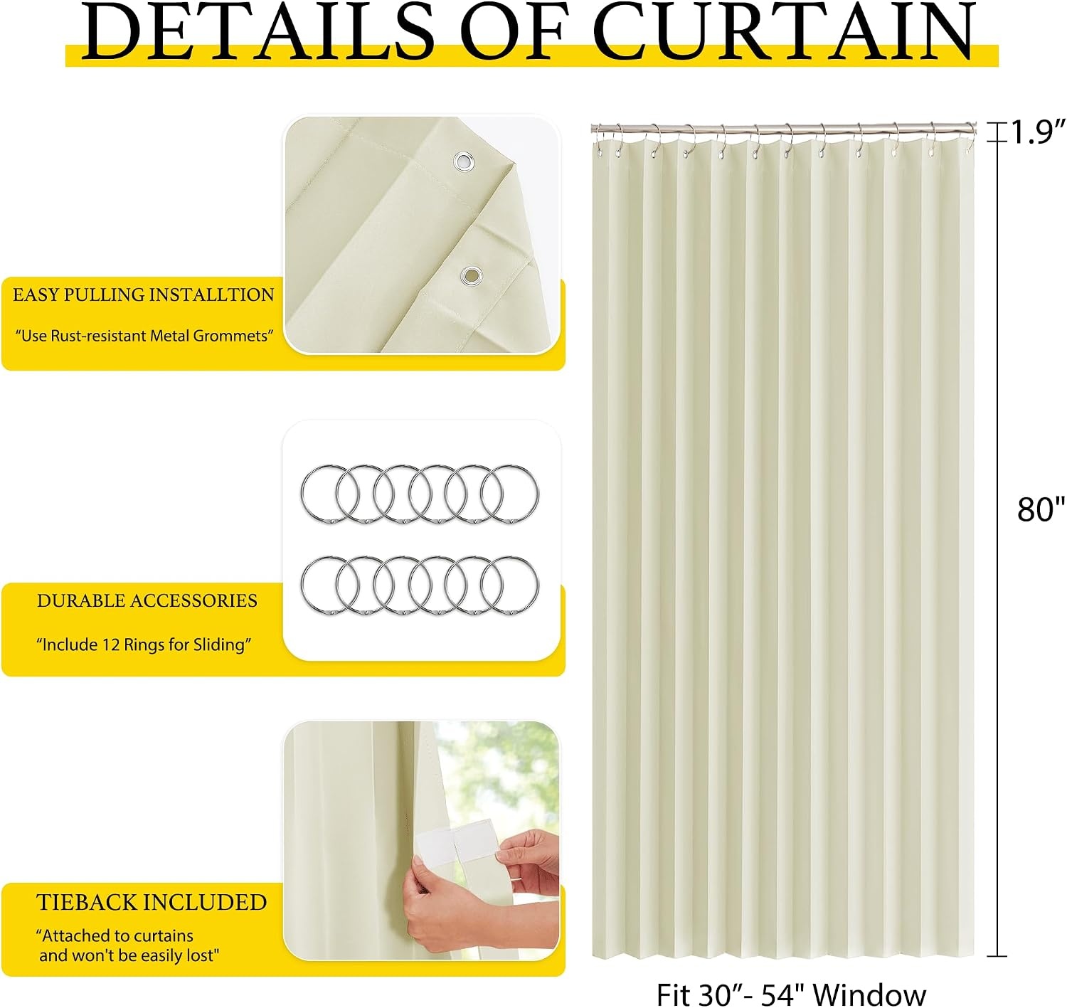 image:imageNICETOWN Linen Curtains for Bedroom Living Room Sheer Door Curtains amp Drapes 80 inches Length for Doorway Farmhouse Country Accordion Style Curtain for Sliding Glass Door 38 Wide Angora 1 PanelLight Beige