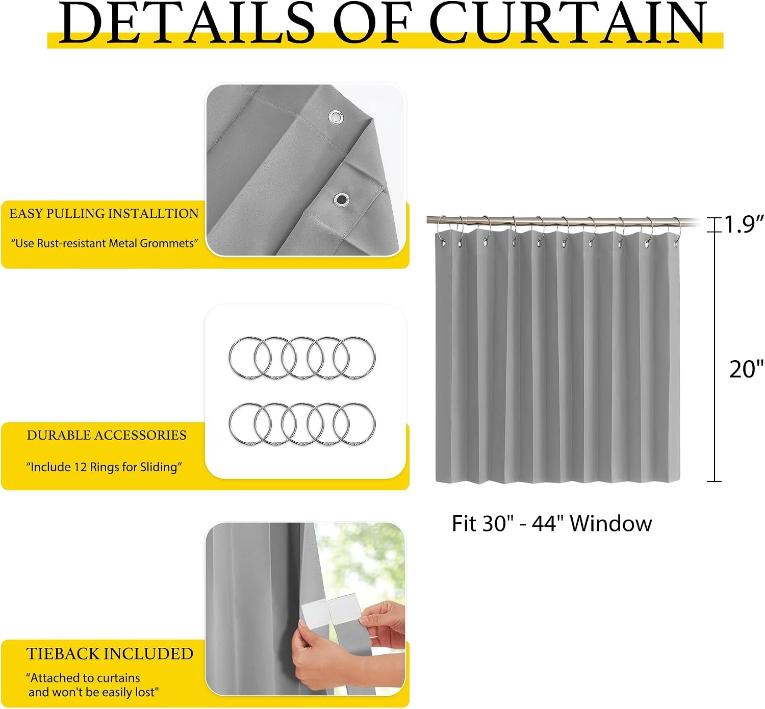 image:imageNICETOWN Linen Curtains for Bedroom Living Room Sheer Door Curtains amp Drapes 80 inches Length for Doorway Farmhouse Country Accordion Style Curtain for Sliding Glass Door 38 Wide Angora 1 PanelSilver Grey