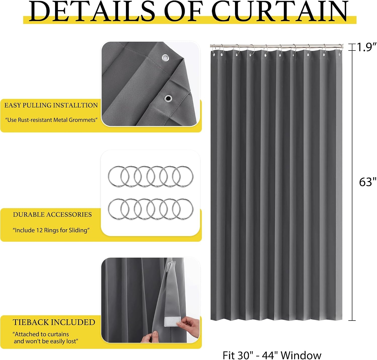 image:imageNICETOWN Linen Curtains for Bedroom Living Room Sheer Door Curtains amp Drapes 80 inches Length for Doorway Farmhouse Country Accordion Style Curtain for Sliding Glass Door 38 Wide Angora 1 PanelGrey