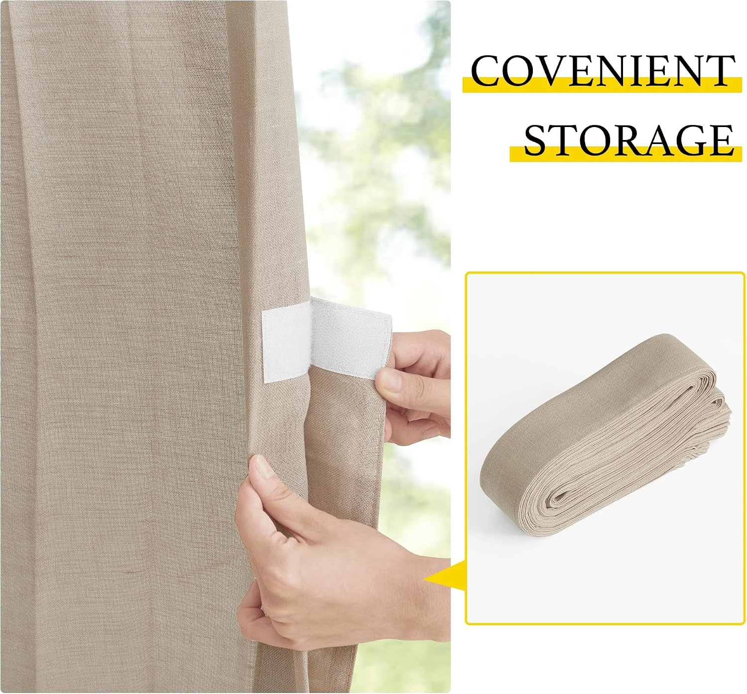 image:imageNICETOWN Linen Curtains for Bedroom Living Room Sheer Door Curtains amp Drapes 80 inches Length for Doorway Farmhouse Country Accordion Style Curtain for Sliding Glass Door 38 Wide Angora 1 PanelTaupe
