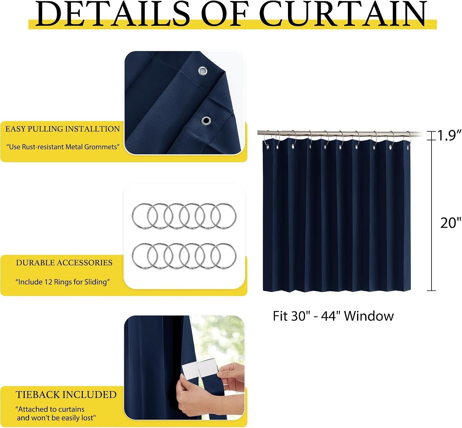 image:imageNICETOWN Linen Curtains for Bedroom Living Room Sheer Door Curtains amp Drapes 80 inches Length for Doorway Farmhouse Country Accordion Style Curtain for Sliding Glass Door 38 Wide Angora 1 PanelNavy