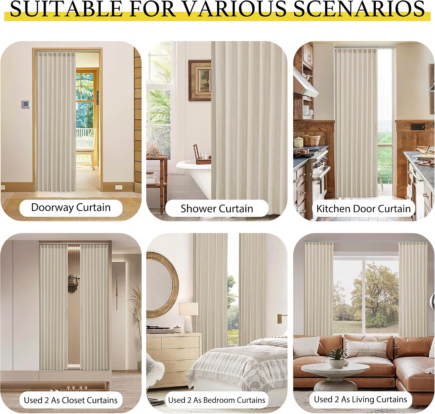 image:imageNICETOWN Linen Curtains for Bedroom Living Room Sheer Door Curtains amp Drapes 80 inches Length for Doorway Farmhouse Country Accordion Style Curtain for Sliding Glass Door 38 Wide Angora 1 PanelAngora