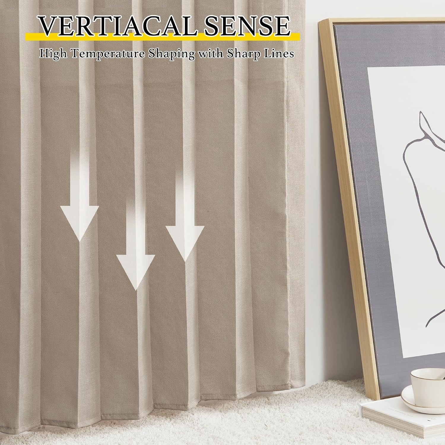 image:imageNICETOWN Linen Curtains for Bedroom Living Room Sheer Door Curtains amp Drapes 80 inches Length for Doorway Farmhouse Country Accordion Style Curtain for Sliding Glass Door 38 Wide Angora 1 PanelTaupe