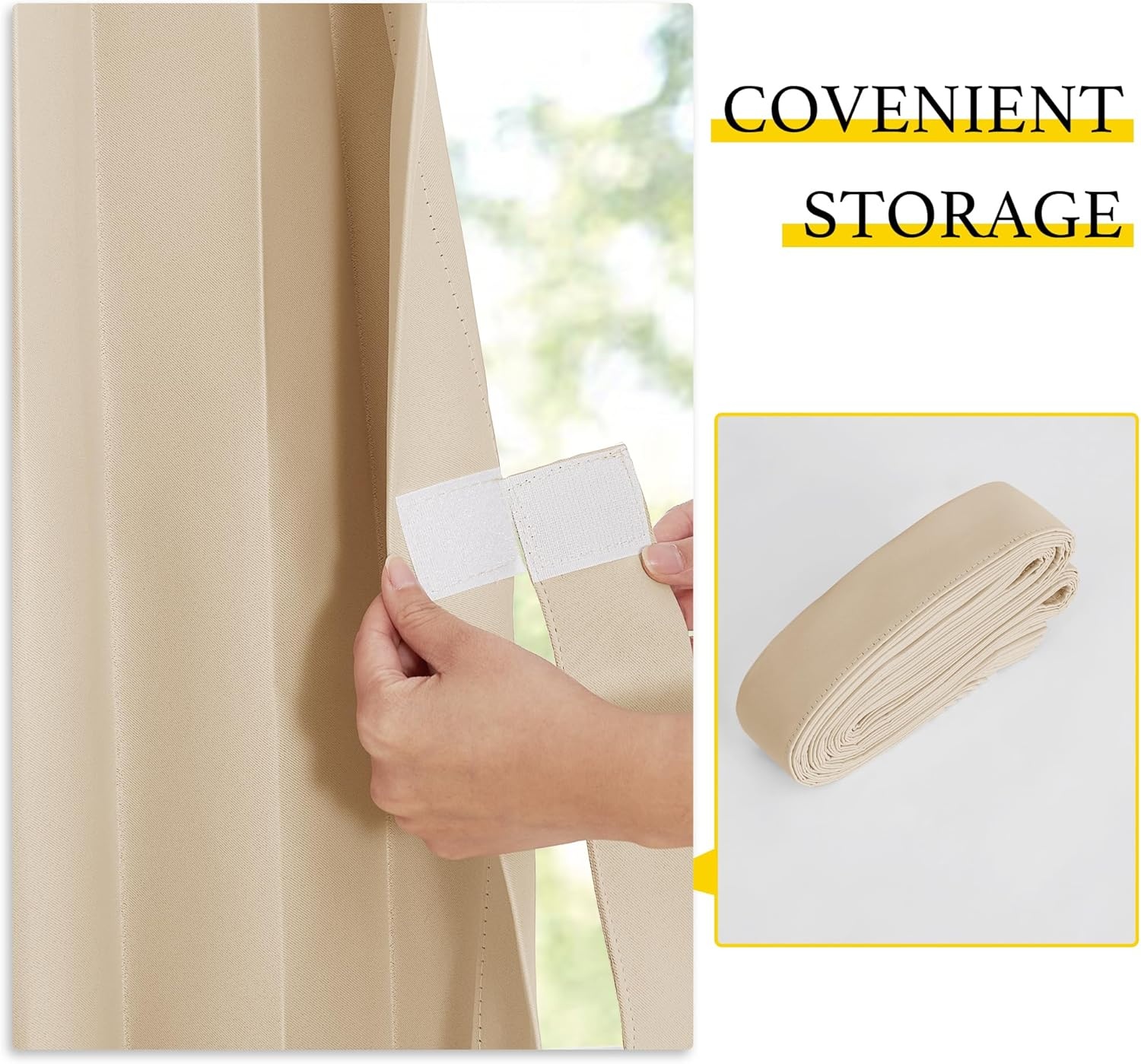 image:imageNICETOWN Linen Curtains for Bedroom Living Room Sheer Door Curtains amp Drapes 80 inches Length for Doorway Farmhouse Country Accordion Style Curtain for Sliding Glass Door 38 Wide Angora 1 PanelBiscotti Beige