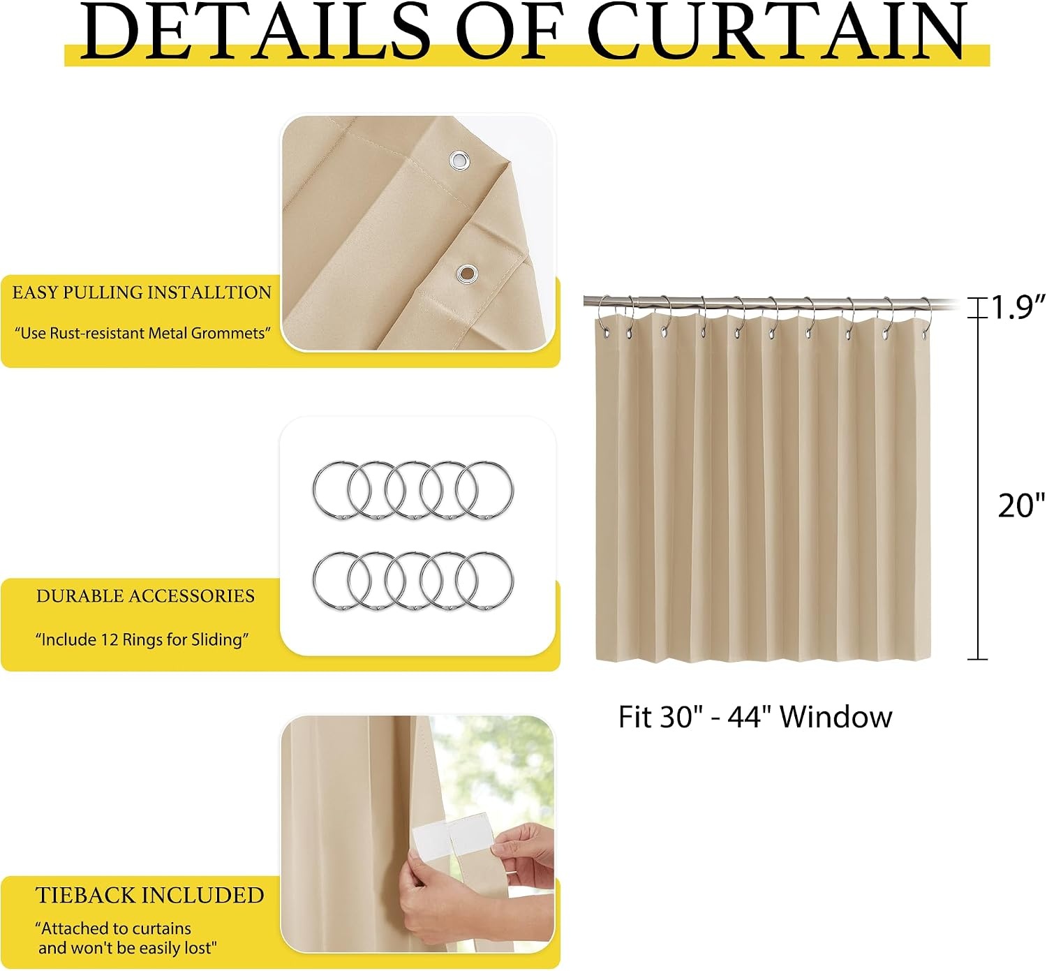 image:imageNICETOWN Linen Curtains for Bedroom Living Room Sheer Door Curtains amp Drapes 80 inches Length for Doorway Farmhouse Country Accordion Style Curtain for Sliding Glass Door 38 Wide Angora 1 PanelBiscotti Beige