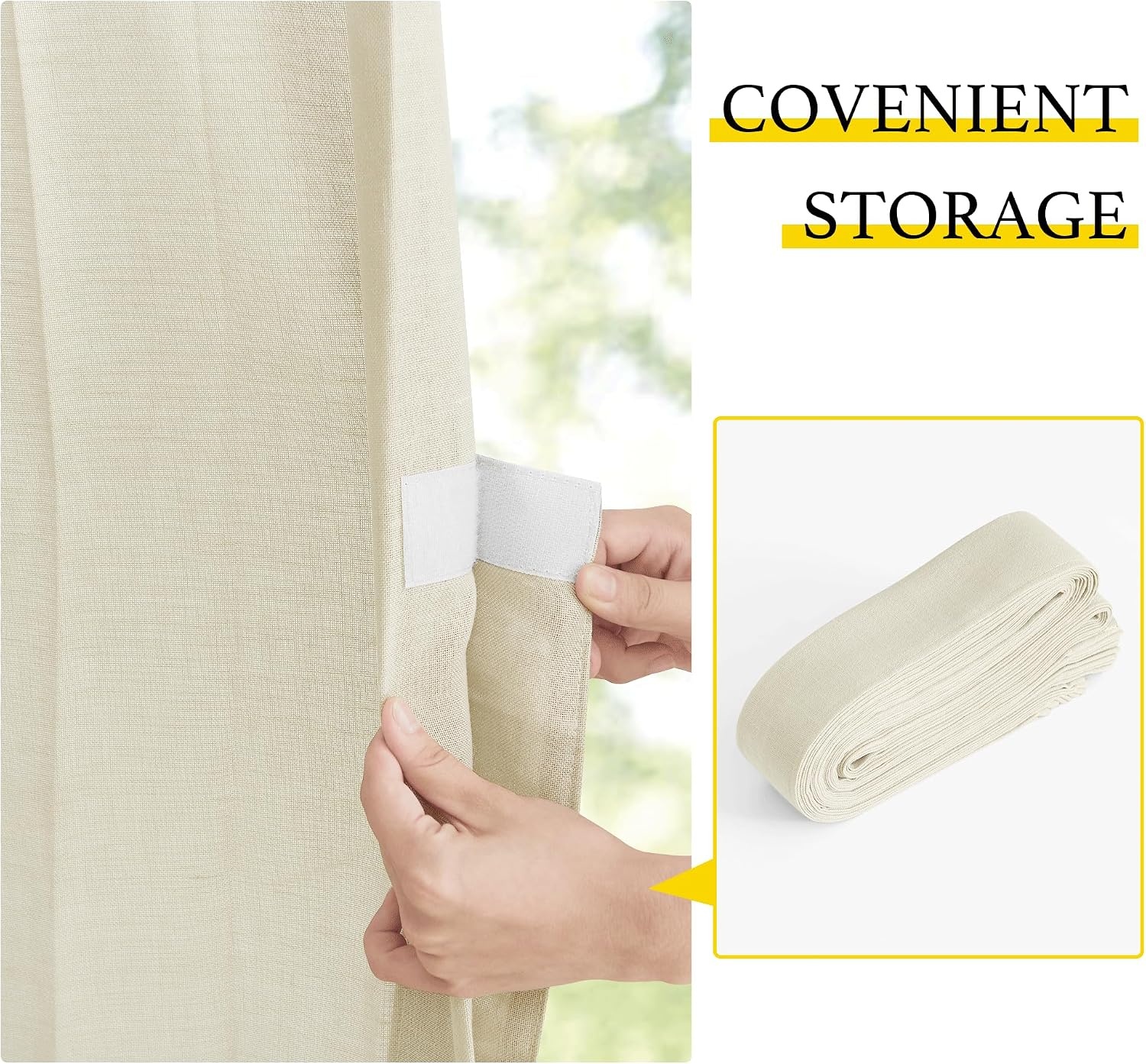 image:imageNICETOWN Linen Curtains for Bedroom Living Room Sheer Door Curtains amp Drapes 80 inches Length for Doorway Farmhouse Country Accordion Style Curtain for Sliding Glass Door 38 Wide Angora 1 PanelGreyish White