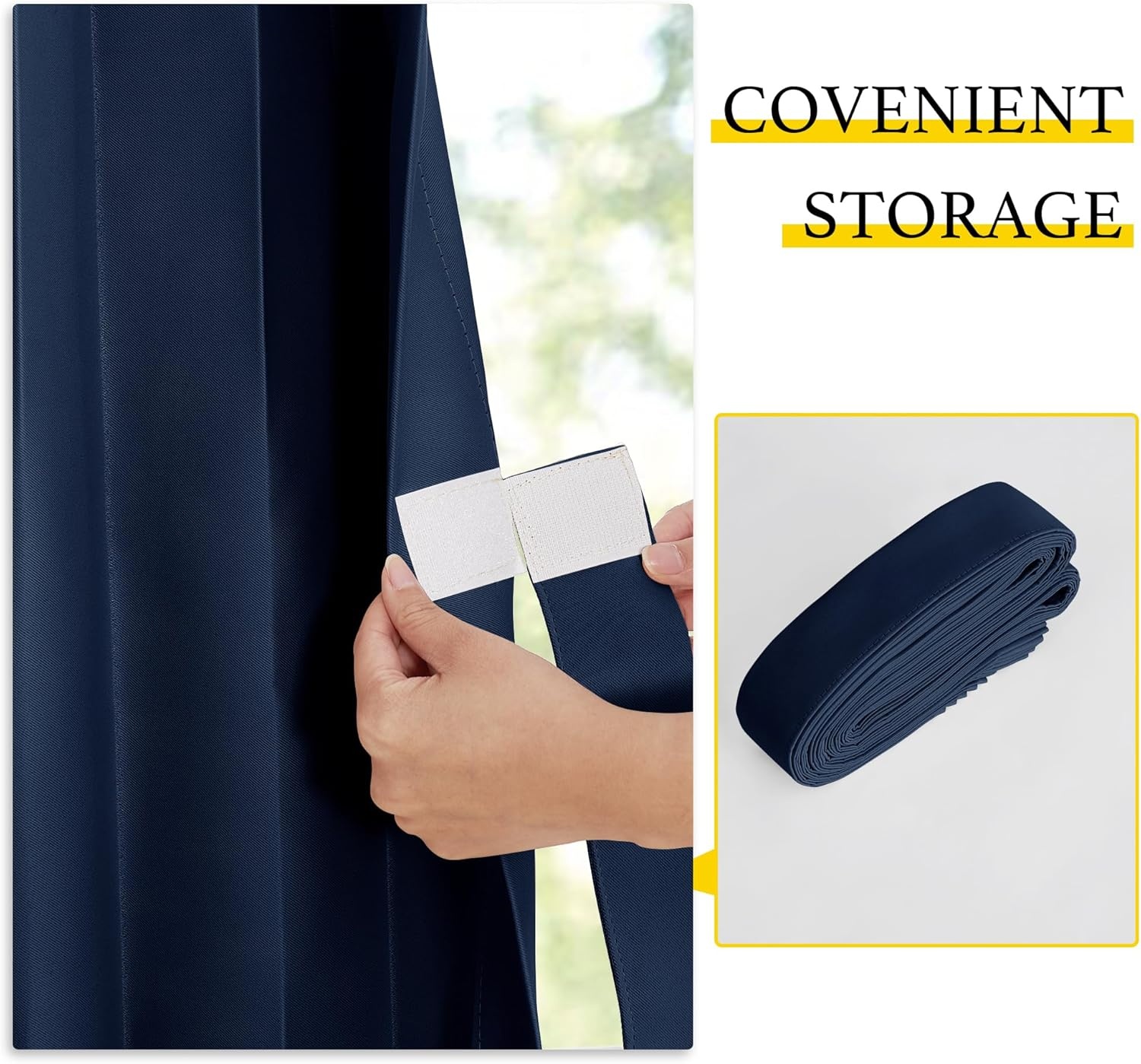 image:imageNICETOWN Linen Curtains for Bedroom Living Room Sheer Door Curtains amp Drapes 80 inches Length for Doorway Farmhouse Country Accordion Style Curtain for Sliding Glass Door 38 Wide Angora 1 PanelNavy