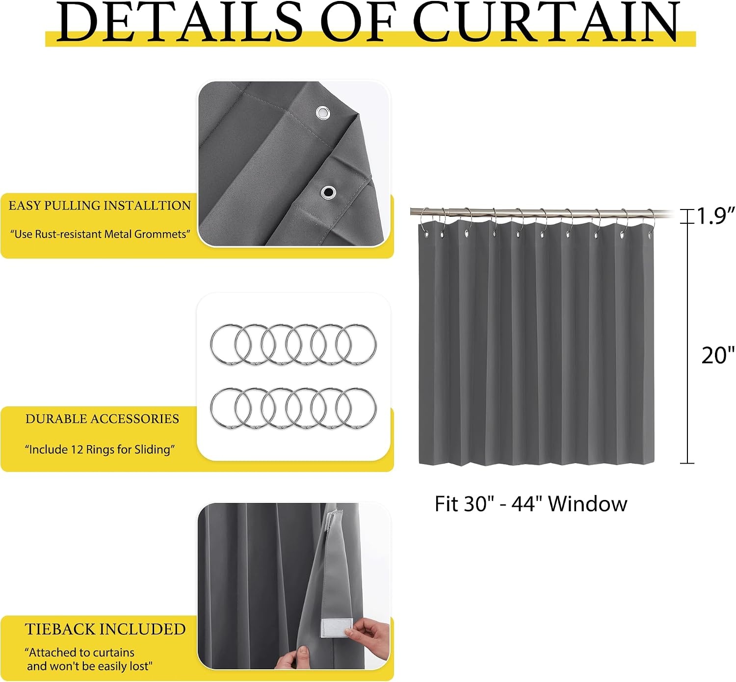 image:imageNICETOWN Linen Curtains for Bedroom Living Room Sheer Door Curtains amp Drapes 80 inches Length for Doorway Farmhouse Country Accordion Style Curtain for Sliding Glass Door 38 Wide Angora 1 PanelGrey