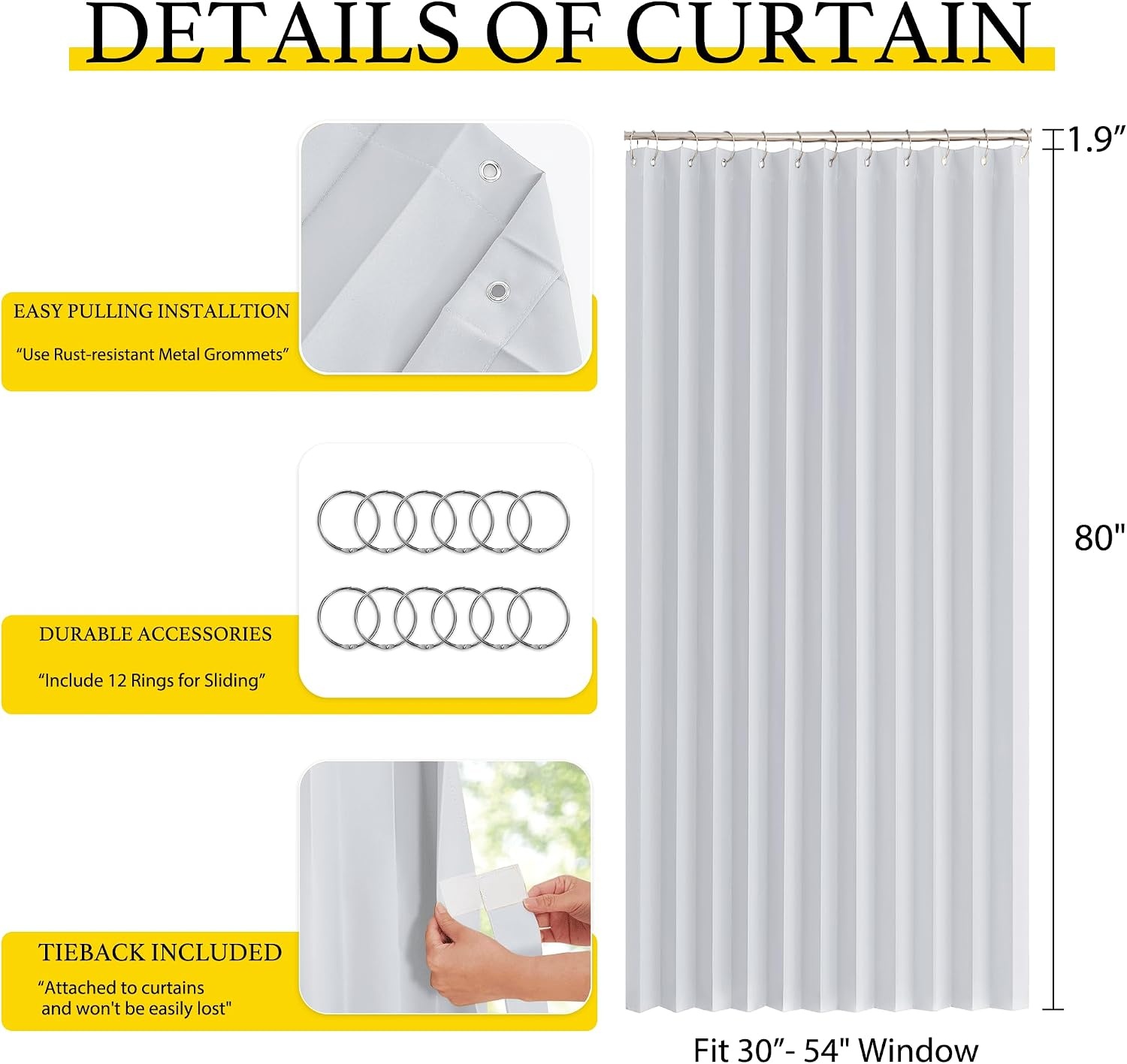 image:imageNICETOWN Linen Curtains for Bedroom Living Room Sheer Door Curtains amp Drapes 80 inches Length for Doorway Farmhouse Country Accordion Style Curtain for Sliding Glass Door 38 Wide Angora 1 PanelGreyish White