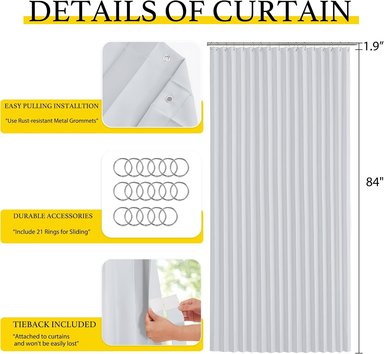 image:imageNICETOWN Linen Curtains for Bedroom Living Room Sheer Door Curtains amp Drapes 80 inches Length for Doorway Farmhouse Country Accordion Style Curtain for Sliding Glass Door 38 Wide Angora 1 PanelGreyish White