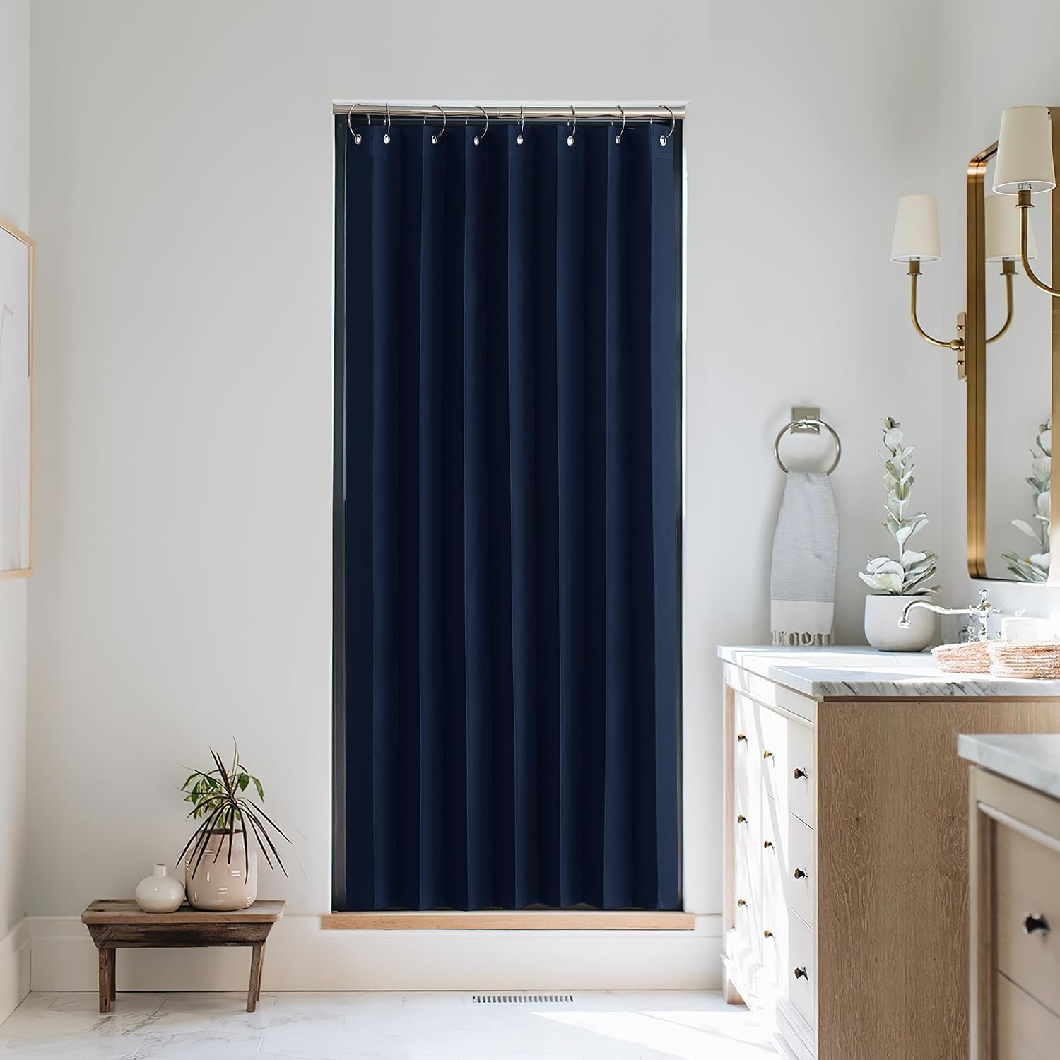 image:imageNICETOWN Linen Curtains for Bedroom Living Room Sheer Door Curtains amp Drapes 80 inches Length for Doorway Farmhouse Country Accordion Style Curtain for Sliding Glass Door 38 Wide Angora 1 PanelBlack