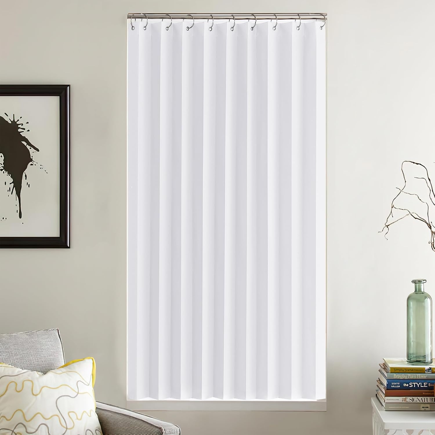 image:imageNICETOWN Linen Curtains for Bedroom Living Room Sheer Door Curtains amp Drapes 80 inches Length for Doorway Farmhouse Country Accordion Style Curtain for Sliding Glass Door 38 Wide Angora 1 PanelPure White