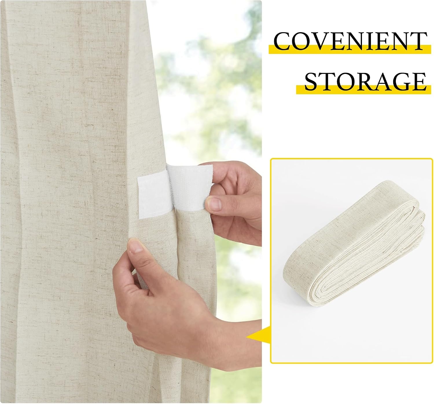 image:imageNICETOWN Linen Curtains for Bedroom Living Room Sheer Door Curtains amp Drapes 80 inches Length for Doorway Farmhouse Country Accordion Style Curtain for Sliding Glass Door 38 Wide Angora 1 PanelNatural Beige