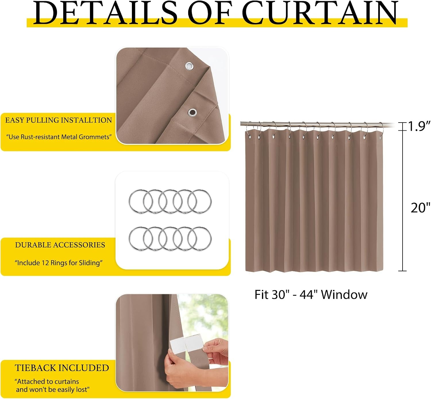 image:imageNICETOWN Linen Curtains for Bedroom Living Room Sheer Door Curtains amp Drapes 80 inches Length for Doorway Farmhouse Country Accordion Style Curtain for Sliding Glass Door 38 Wide Angora 1 PanelCappuccino