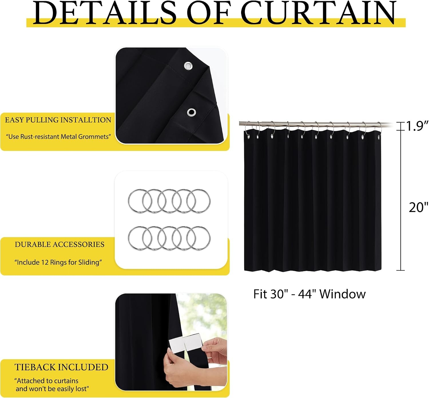 image:imageNICETOWN Linen Curtains for Bedroom Living Room Sheer Door Curtains amp Drapes 80 inches Length for Doorway Farmhouse Country Accordion Style Curtain for Sliding Glass Door 38 Wide Angora 1 PanelBlack